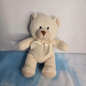 Kids Preferred 8" Plush Cream White Bear Lovey Baby Toy Bow Stuffed Animal 2008